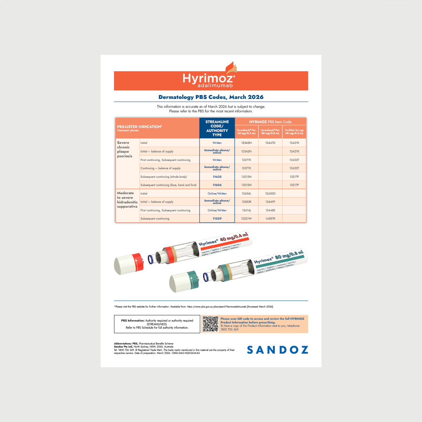 Hyrimoz - Dermatology PBS Code Flyer