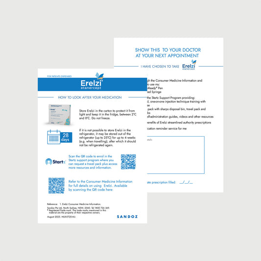Erelzi Pharmacy Patient Card