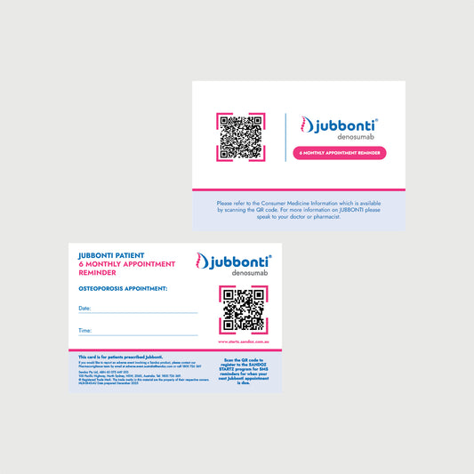 Jubbonti/Denosumab A6 Patient Appointment Cards