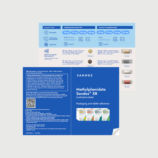 Methylphenidate Sandoz Tablet comparison flyer