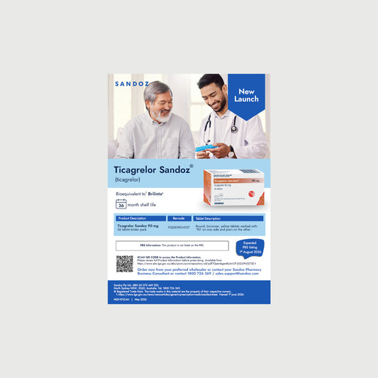 Ticagrelor Sandoz Product Launch A4 flyer - MLR-1012-AU
